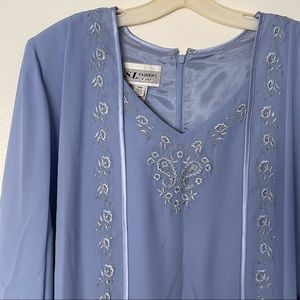 Blue embroidered & beaded S.L. Fashions dress